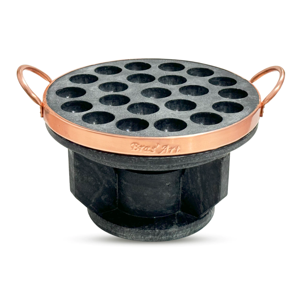 Kit Provolera Para Queijo 27 cm + Rechaud De Pedra Sabão