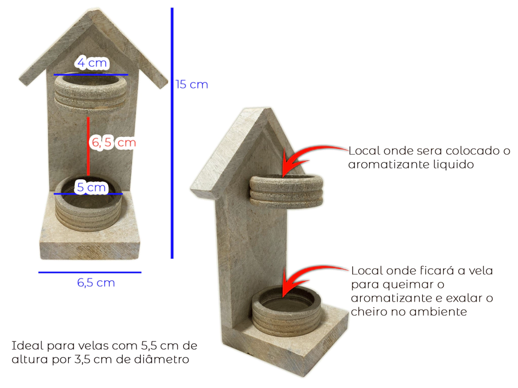 Aromatizador Difusor De Pedra Sabão Casinha Para Essencia Casa Sempre Cheirosa