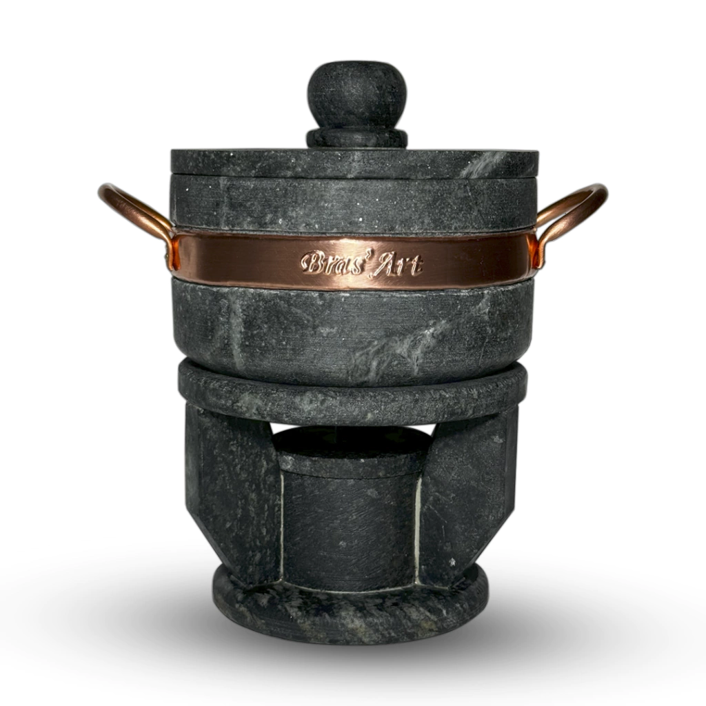 Fondue De Pedra Sabão 1,5 Litros Ideal Para Queijos E Chocolate