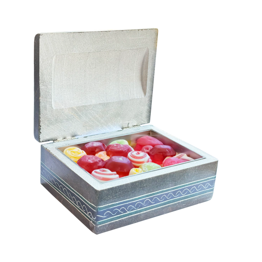 Porta Joia Baú Decorado De Pedra Sabão Lindíssimo 14x11 cm G