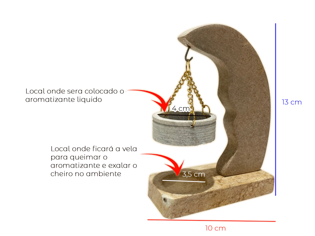 Aromatizador Difusor De Pedra Sabão Lua Pequeno Para Essencia Casa Sempre Cheirosa